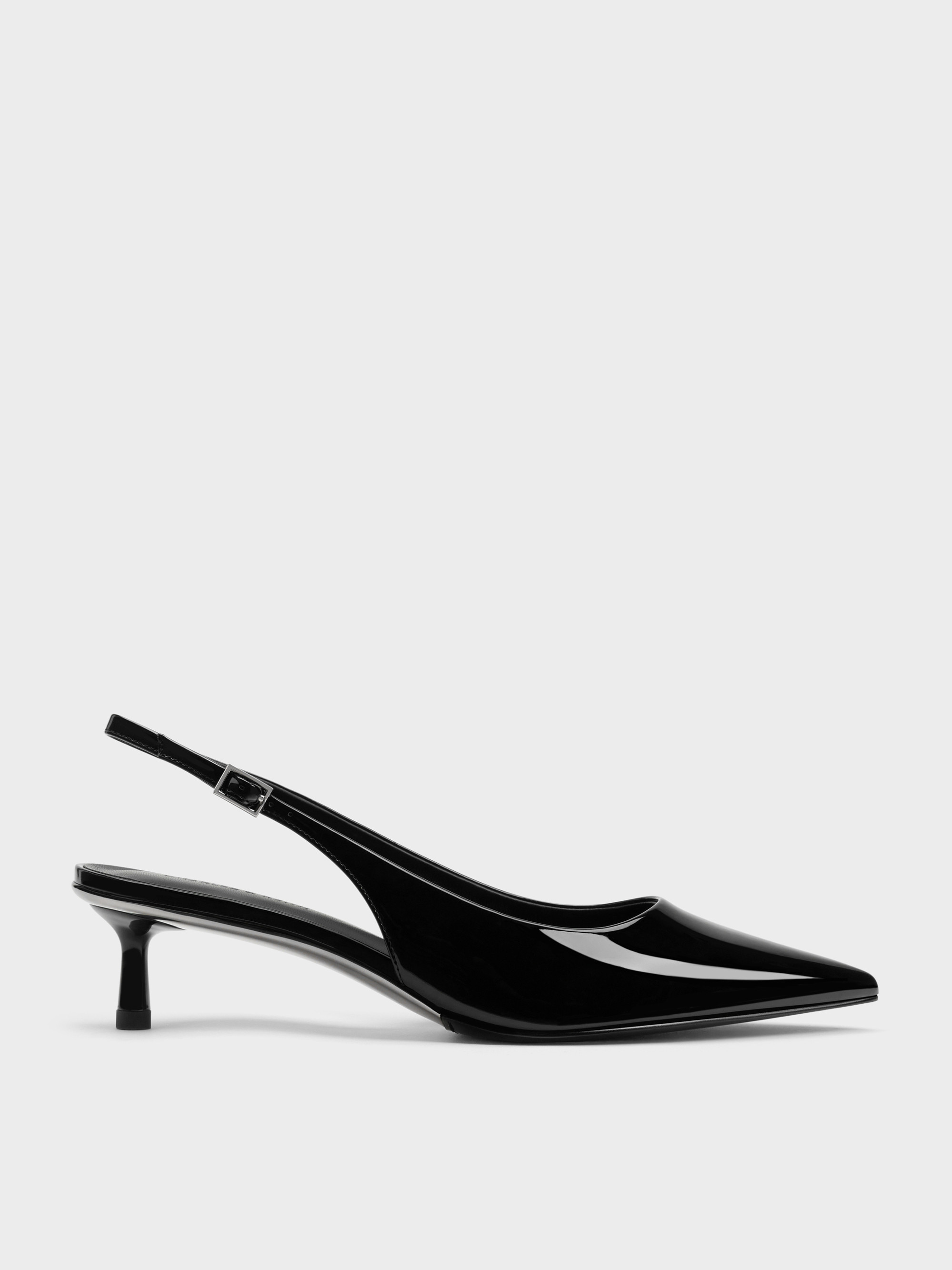 Black Curtis Patent Slingback Kitten Heels | CHARLES & KEITH UK | Charles & Keith UK
