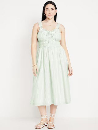 Waist-Defined Ruffled Midi Dress | Old Navy (US)