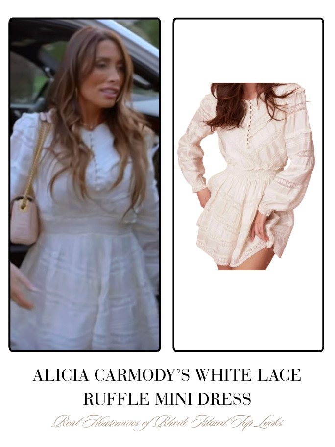Alicia Carmody's White Lace Ruffle Mini Dress 

 