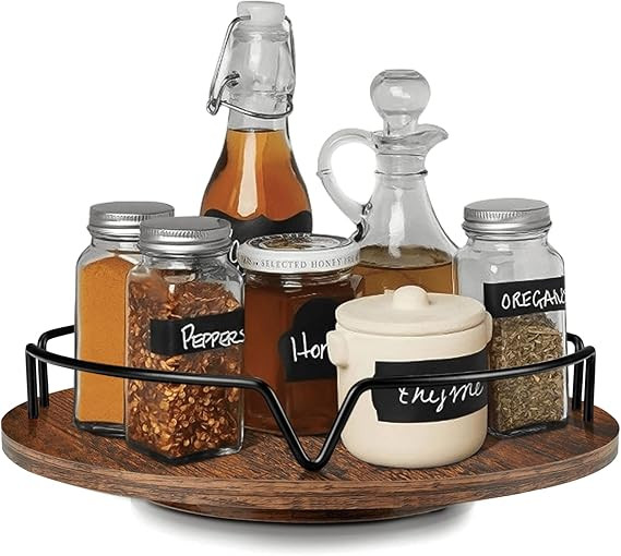 BCOZLUX Wooden Lazy Susan, 12 Inch Turntable Organizer for Cabinet, Spinning Spice Rack Organizer... | Amazon (US)