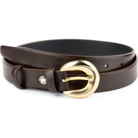 Women's Brown Belt With Gold Buckle - Golden Round For Jeans 1 Inch Wide | Etsy (UK)