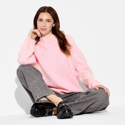 Women's Turtleneck Boucle Tunic Pullover Sweater - Wild Fable™ | Target
