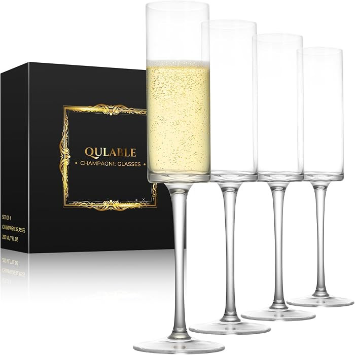 Champagne Flutes Set of 4 - Elegant Glassware for Champagne, Prosecco, Engagement Gifts, Wedding ... | Amazon (UK)