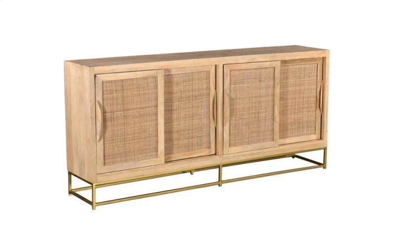 Crestview Bengal Manor Light Mango Wood 4 Sliding Door Cabinet CVFNR706 | Walmart (US)