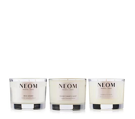 NEOM Wellbeing Luxury 3-Wick Candle Trio - QVC UK | QVC UK
