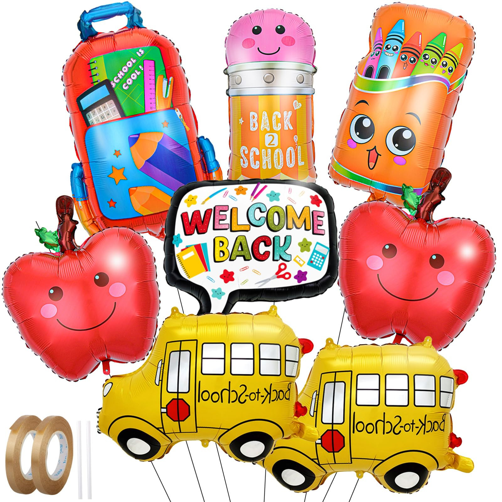 Back to School Balloons 8Pcs - 18 Inch Big Foil Balloons Kit for First Day of School, Kindergarte... | Amazon (US)