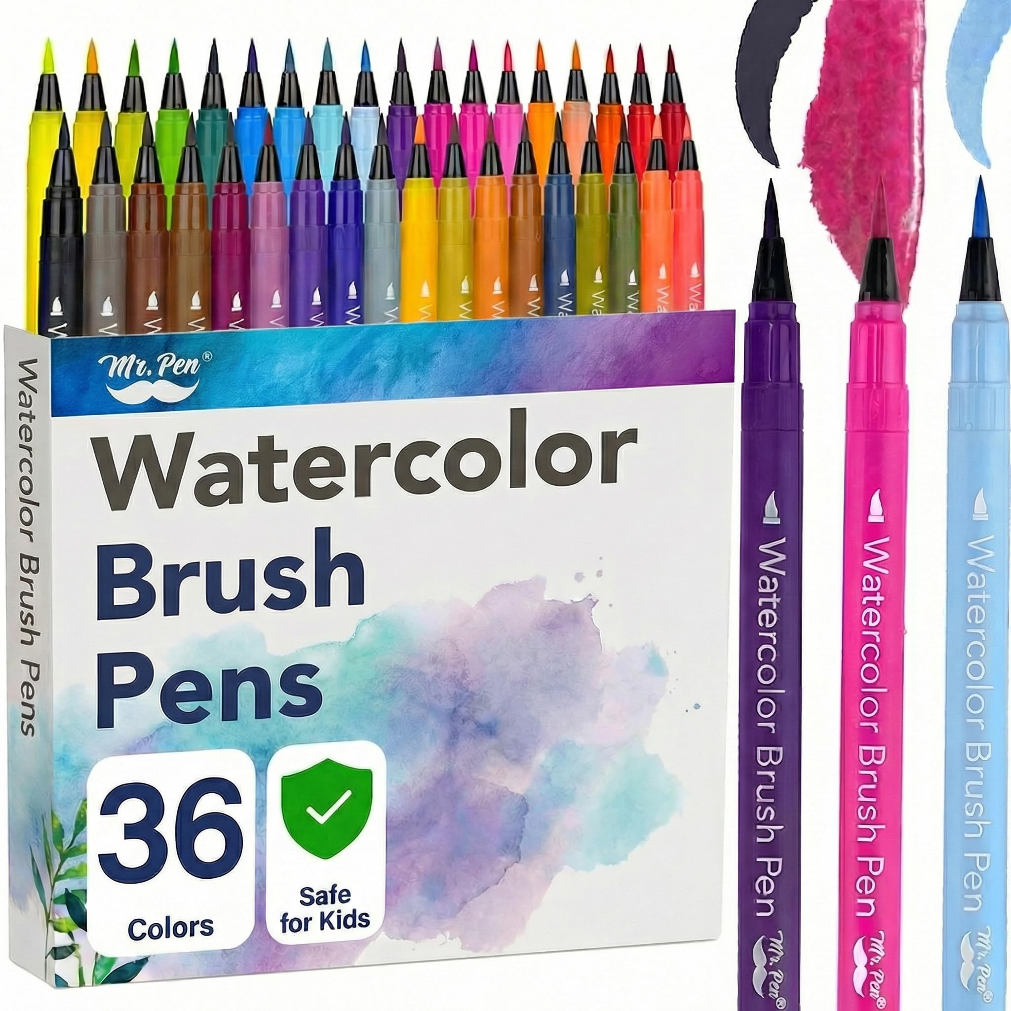 Mr. Pen- Watercolor Brush Pens, 36 Pack, Watercolor Pens Set, Non-Toxic, Easily Blendable, Smooth... | Amazon (US)