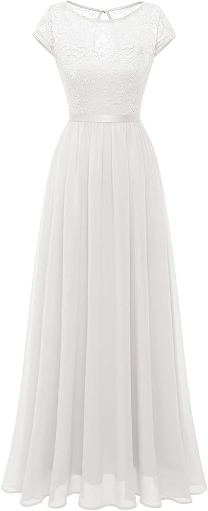 DRESSTELLS Women Fomal Dress, 2023 Sleeveless Wedding Guest Dress,Cockail Party Ruffle Hem Split ... | Amazon (US)