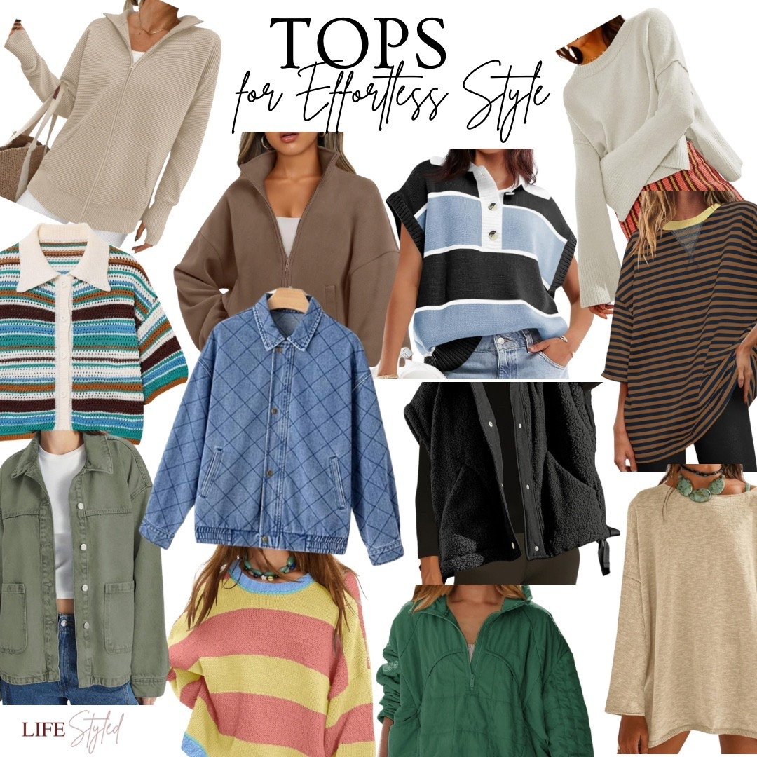 Refresh your wardrobe with this curated collection of tops, sweaters, jackets, coats, and vests for effortless style. From versatile tees and soft knits to chic outerwear, each piece layers beautifully for polished, everyday looks. These timeless staples make it simple to create stylish outfits for work, weekends, or travel.

#LTKStyleTip #LTKU #LTKOver40