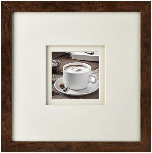 Yaetm 10x10 Square Picture Frame Matted to 4x4, Double Floating Ivory Mat, Brown Wood Grain Photo... | Amazon (US)