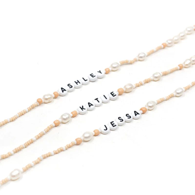 Customized Champagne and Pearls Beaded Necklace or Bracelet | The Sis Kiss
