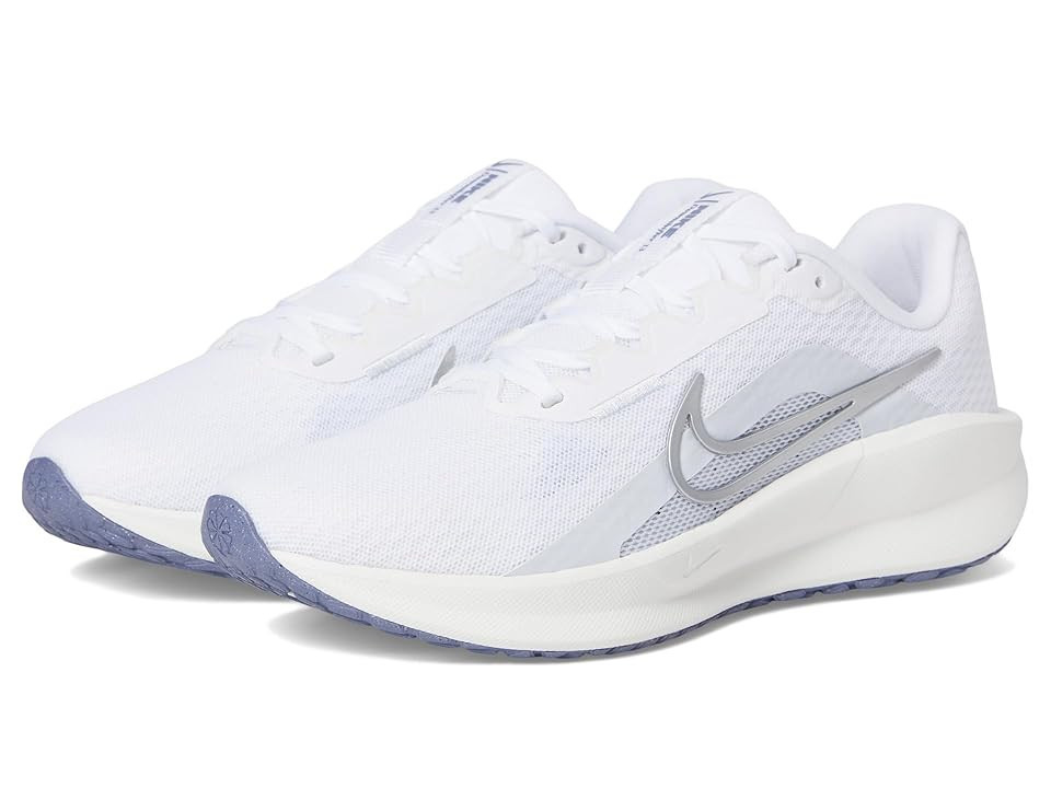 Nike Downshifter 13 Women's Shoes White/Metallic Silver/Football Grey/World Indigo/Summit White : 7.5 B - Medium, Textile | Zappos