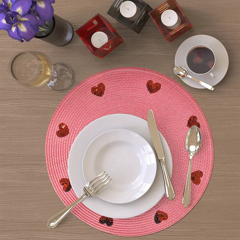 Celebrate Together™ Valentine's Day Sequin Heart Round Placemat | Kohl's