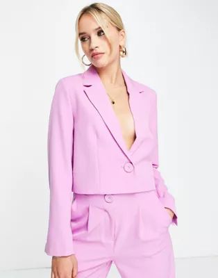 Y.A.S cropped blazer co-ord in lilac | ASOS (Global)