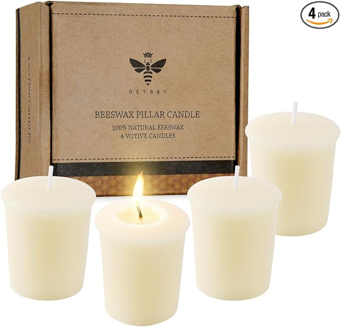 Pure White Beeswax Votive Candles-4 Pack Natural Votives Set for Home Room Decor Party Wedding Sp... | Amazon (US)