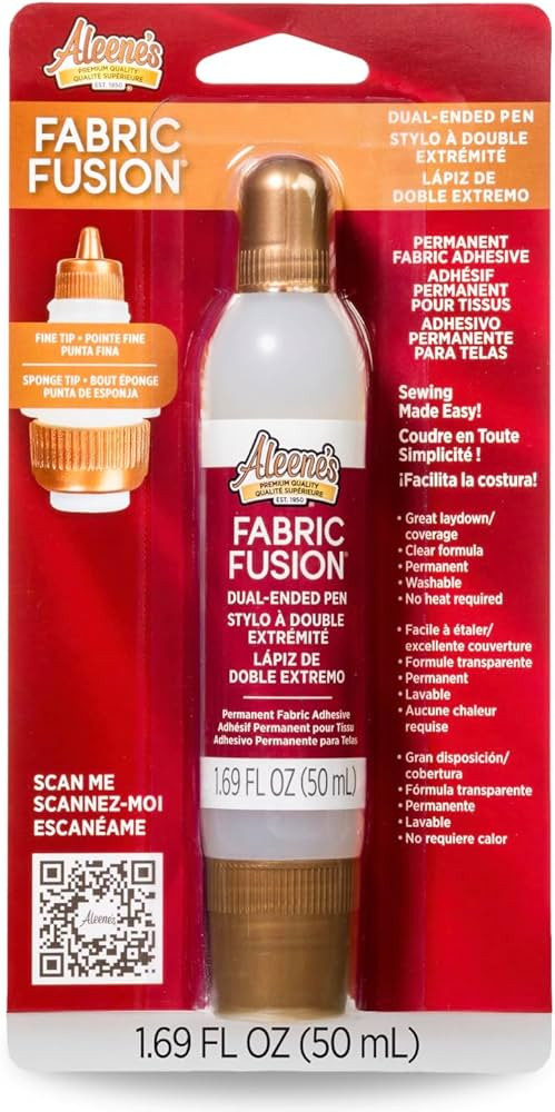 Aleene's Fabric Fusion Glue 1.6 oz Dual-Ended Pen, Fine Tip & Sponge Tip, Nontoxic, Permanent and... | Amazon (US)
