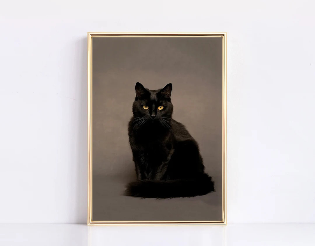 Vintage Halloween Print Dark Academia Black Cat Fall Print Halloween Decor Modern Vintage Fall Pr... | Etsy (US)