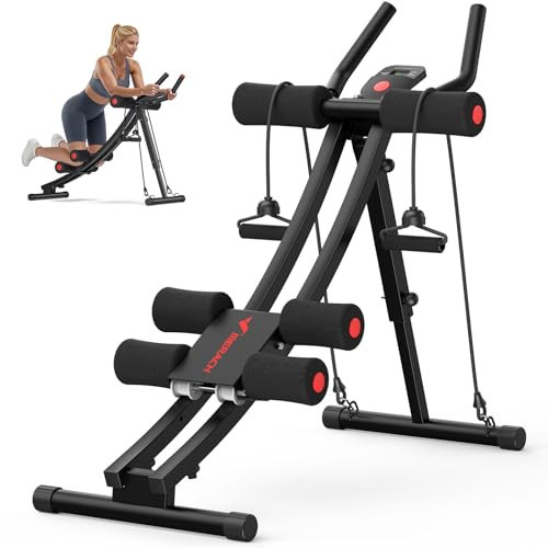 MERACH Ab Machine, Adjustable Dual Track Ab Trainer Machine, Ab Workout Equipment for Home Gym, Ergonomic Arc Track for Better Abs, Foldable Workout Machine for Full Body Workout Home Exercise (Black) | Amazon (US)