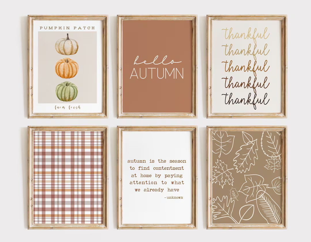 Thanksgiving Gallery Wall Set Set of 8 Art Prints Fall - Etsy | Etsy (US)