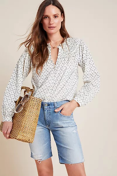 AG The Nikki Low-Rise Denim Bermuda Shorts | Anthropologie (US)