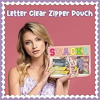 2 Pieces Chenille Letter Bag Clear Makeup Bags Large Size Transparent Pouch Waterproof Multi Purp... | Amazon (US)