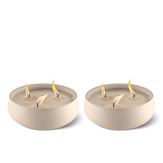 TIKI Ceramic Concrete Bowl 3-Wick White Tabletop Citronella Candle | Lowe's