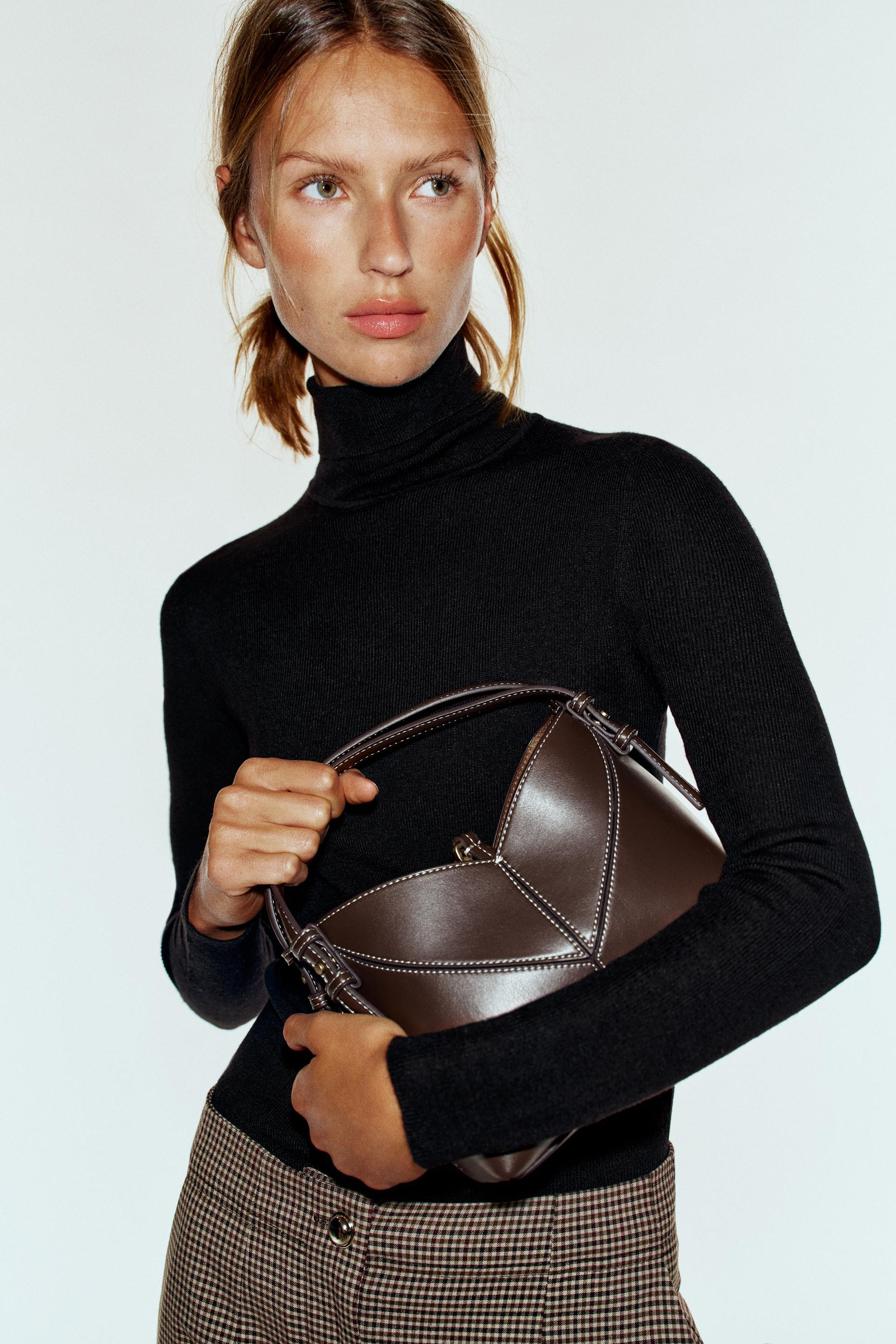 Zara - Mini Seam Detail Bucket Bag - Women - Chocolate - Women | Zara US