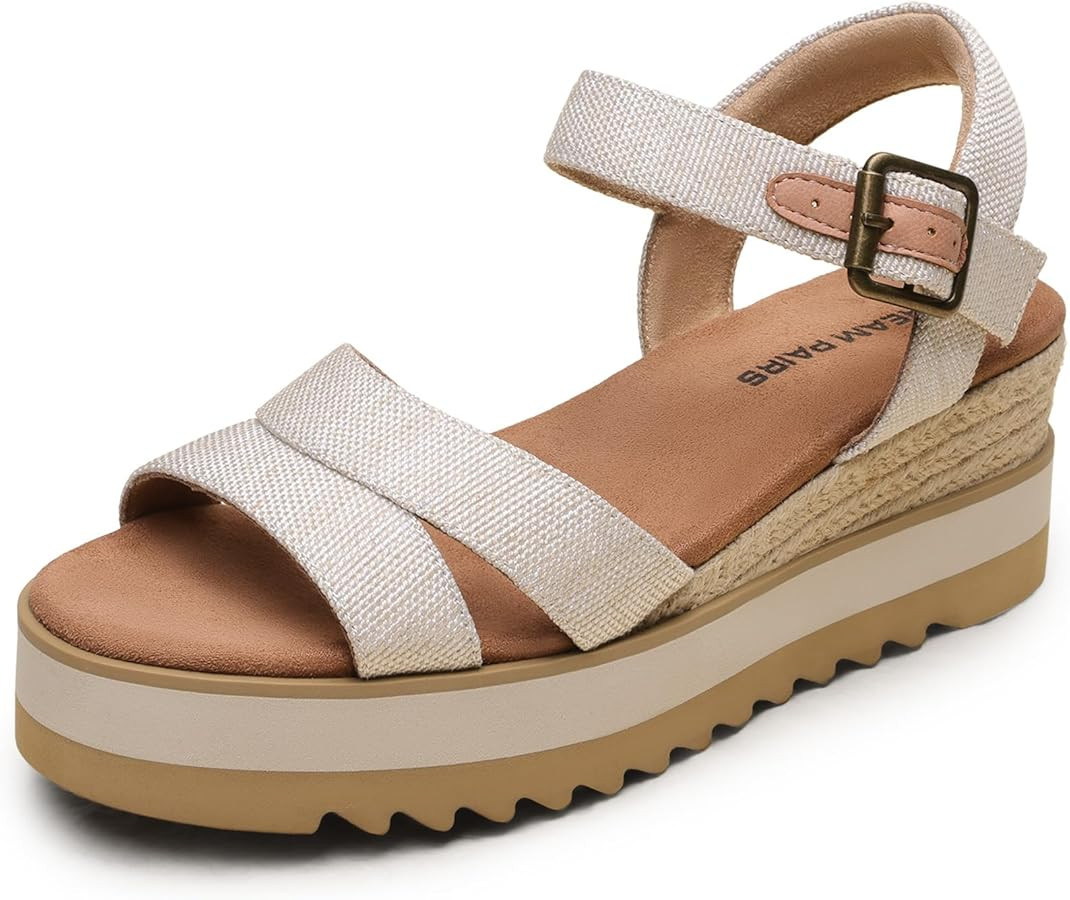DREAM PAIRS Wedge Sandals for Women Espadrille Platform Sandals Open Toe Ankle Strap Low Wedges H... | Amazon (US)
