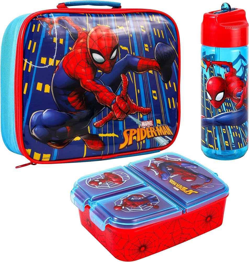 Zawadi Global Spiderman Kids Childrens Lunch Box Set – Insulated Lunch Bag, Multicompartment Lu... | Amazon (UK)