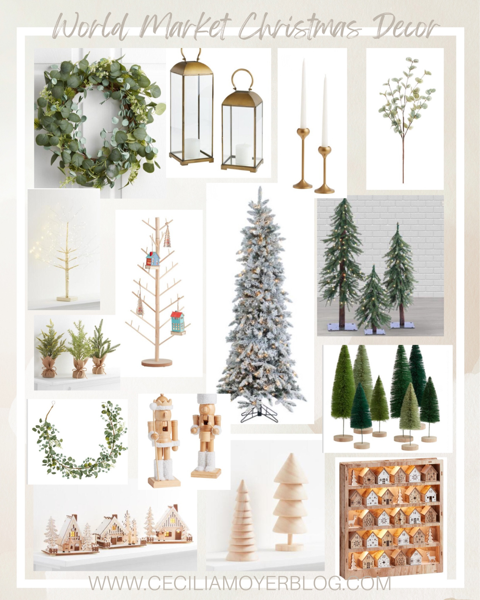Christmas home decor from World Market!  Bottle brush trees - candlestick holders - advent calendar - flocked Christmas tree - holiday decor - christmas garland - wooden tree - living room Christmas decor 

#LTKhome #LTKHoliday #LTKunder50