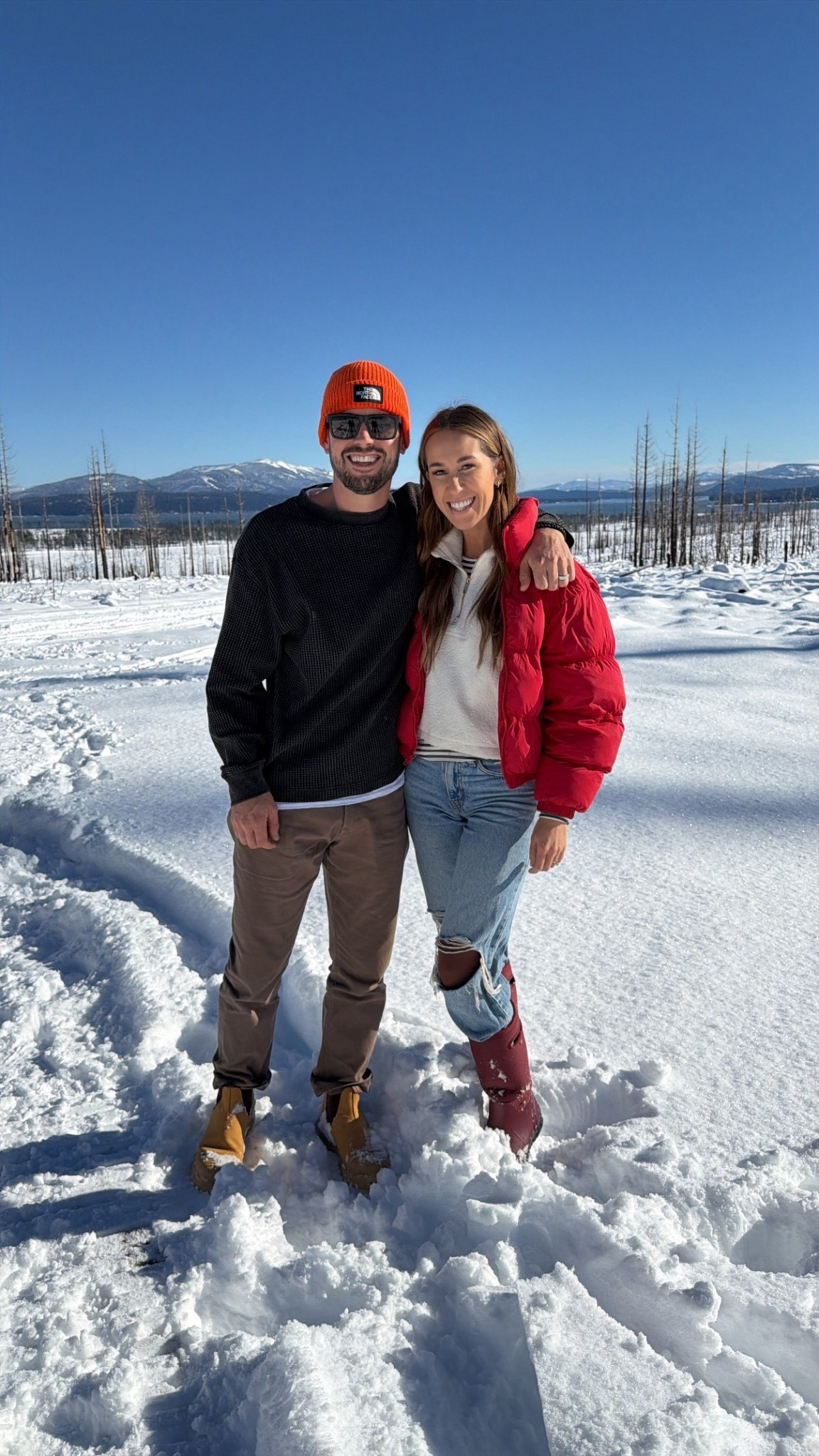 Here are the outfits we wore to the snow today no realizing we’d be sledding. Thankfully these were warm enough to get the job done!! I love these wranglers and this new thermal from Walmart!! Hope it helps!