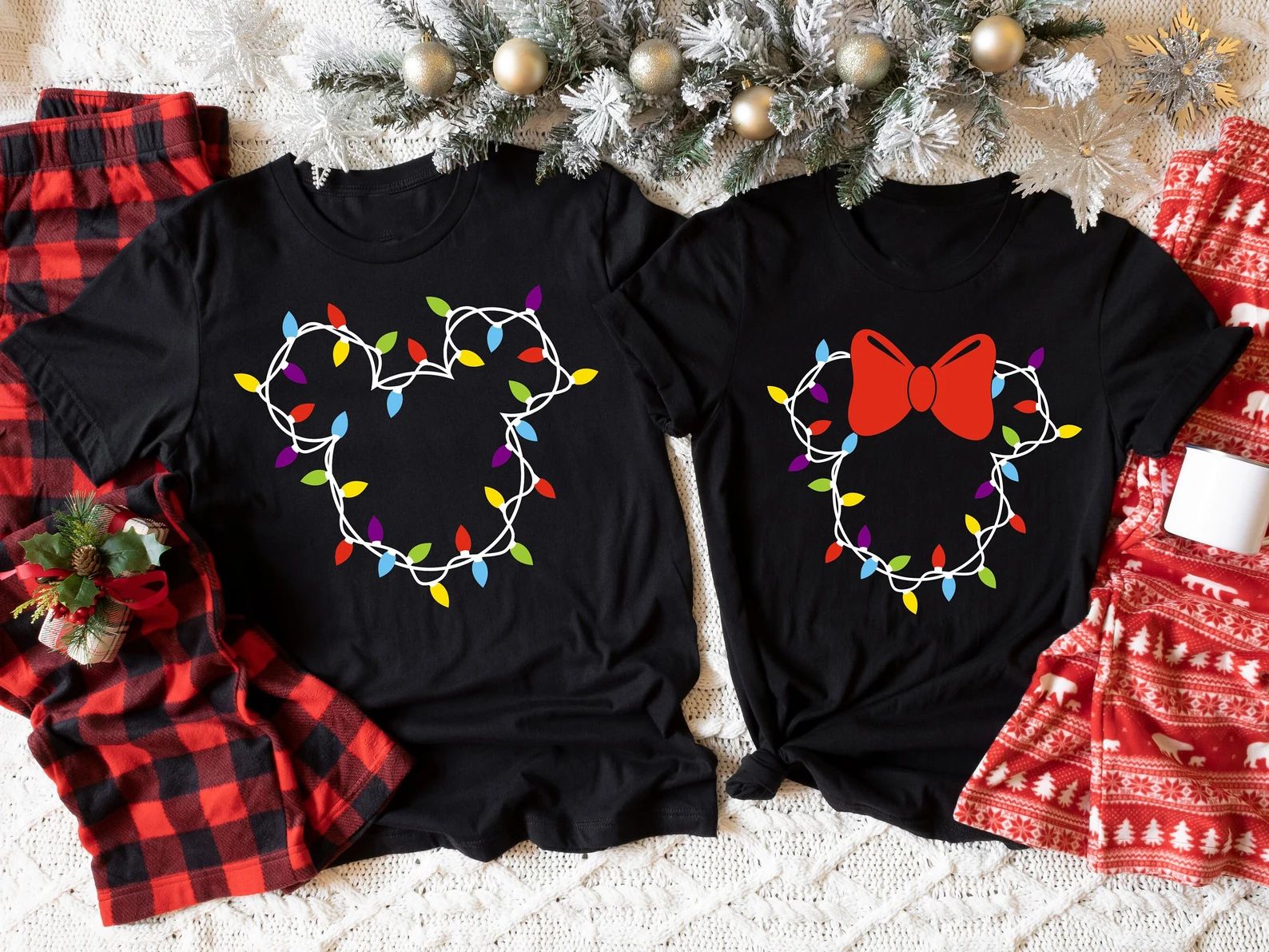 Disney Christmas Lights Shirts Mickey and Minie Christmas - Etsy | Etsy (US)