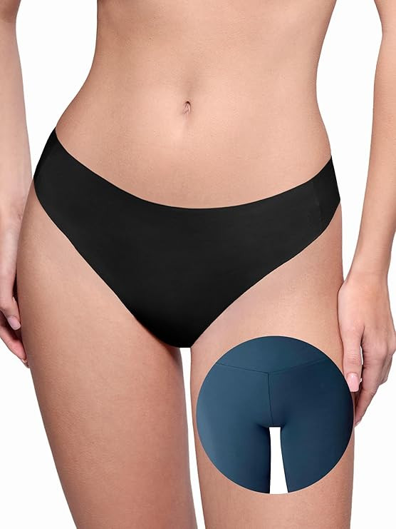 LUCKMEEY Cotton Thongs for Women Seamless Thongs for Women No Show Thong Panty Liners Workout G-S... | Amazon (US)