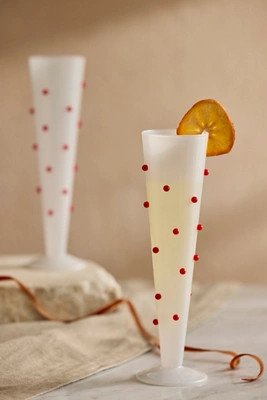 Red Confetti Glass Flutes, Set of 2 | Terrain