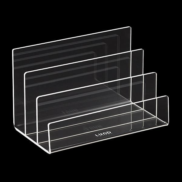Lund London Mod Acrylic Mail Holder Clear/ Grey Trim | The Container Store