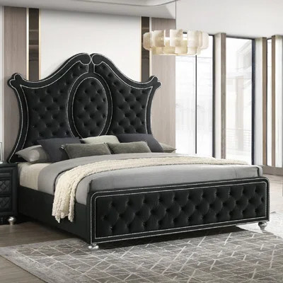 1pc Panel Bed Tufted Headboard Luxurious Upholstery and Intricate Nailhead Trim Diamond-patterned Tufted Accent Modern Luxury | Wayfair North America