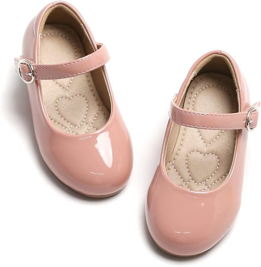ESTINE Mary Jane Flats for Toddler Girls Little Kids Glittery Dress Princess Wedding Ballet Shoes | Amazon (US)