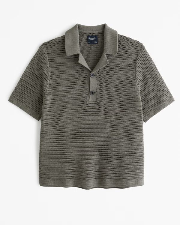 Men's Two-Button Camp Collar Sweater Polo | Men's Tops | Abercrombie.com | Abercrombie & Fitch (US)