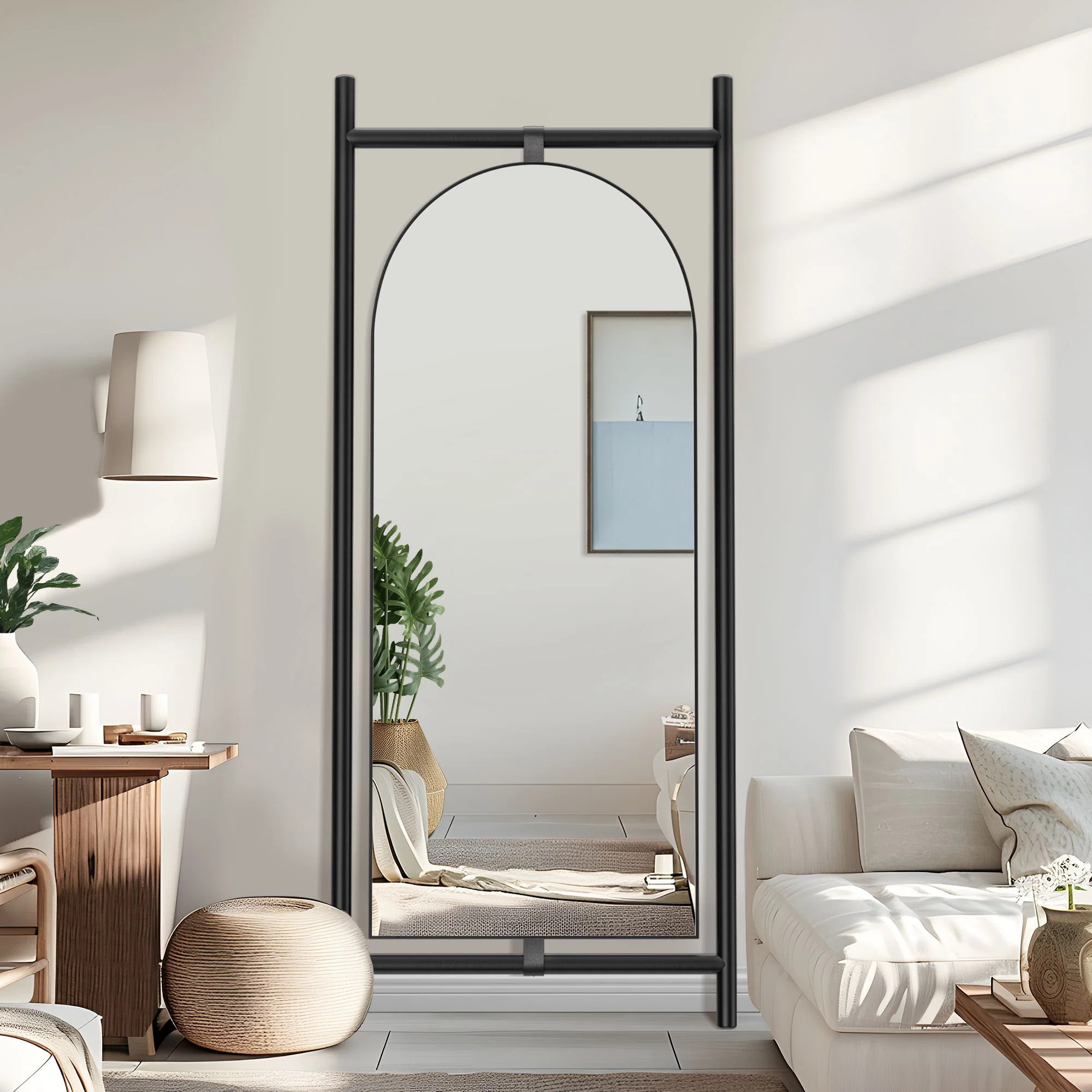 75H"×31"W Arch Full Length Mirror with Rectangle Wood Frame | Wayfair North America