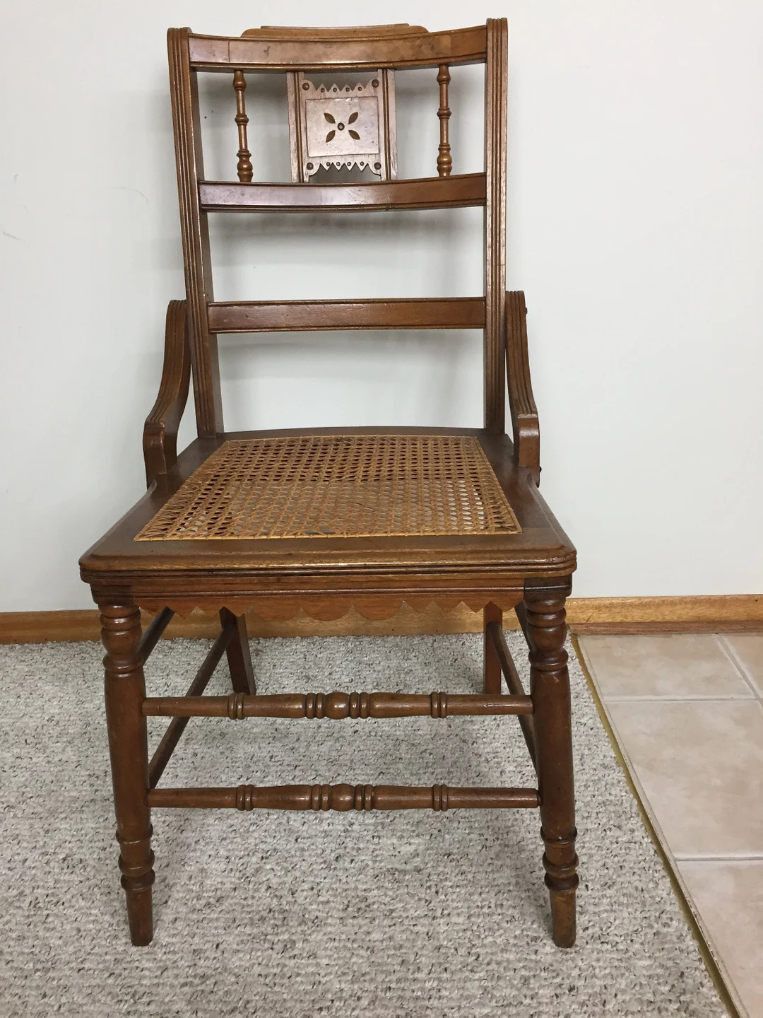 Antique Eastlake Cane Bottom Chair | Etsy (US)