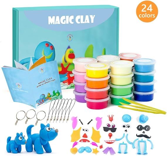 Modeling Clay Kit - 24 Colors Air Dry Ultra Light Magic Clay, Soft & Stretchy DIY Molding Clay wi... | Amazon (US)