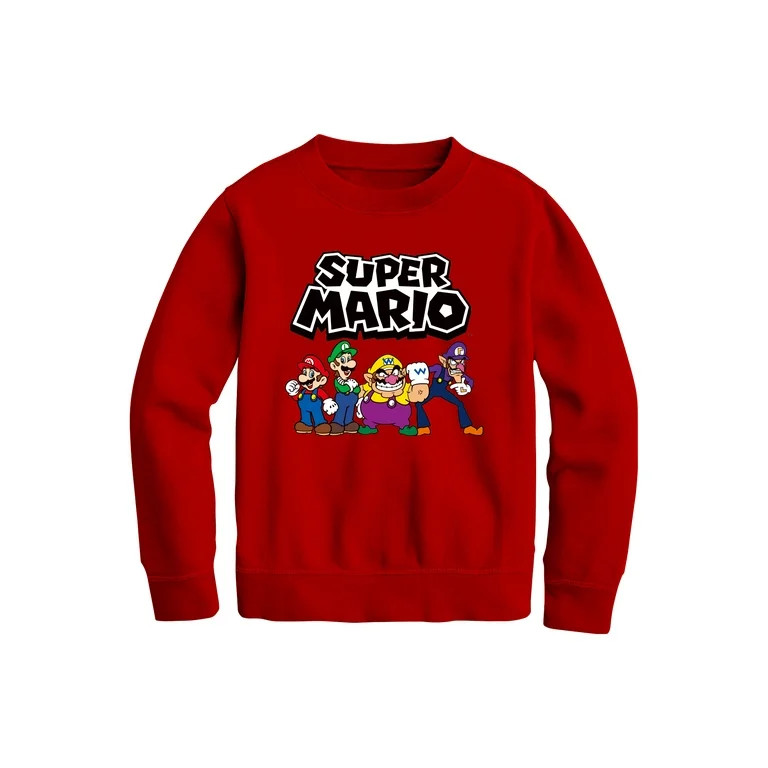 Super Mario Boys Long Sleeve Graphic Sweatshirt, Sizes XS-XXL - Walmart.com | Walmart (US)