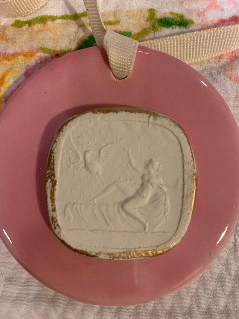 Classic Italian Intaglio Mounted on Rose Pink Disc Ornaments - Etsy | Etsy (US)