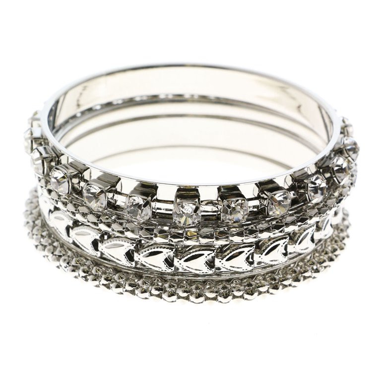 Erica Lyons Crystal Accented Bracelet-Set Silver-Tone | Walmart (US)