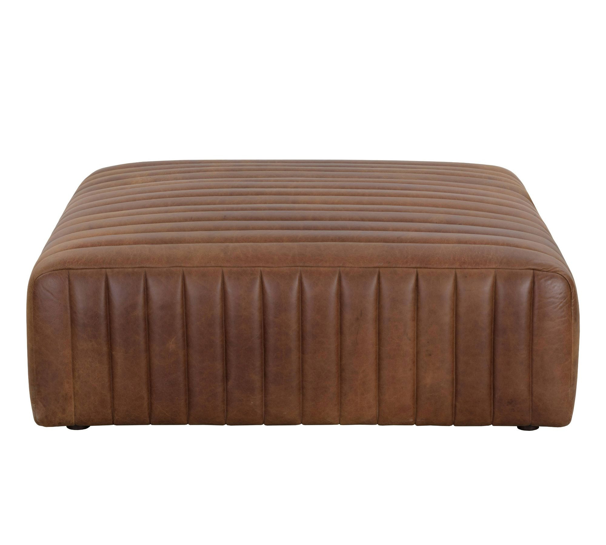 Oakdale Square Leather Ottoman | Pottery Barn (US)