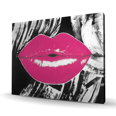 Pink Glossy Lips Canvas | Stylish Bedroom Home Decor | Wayfair North America
