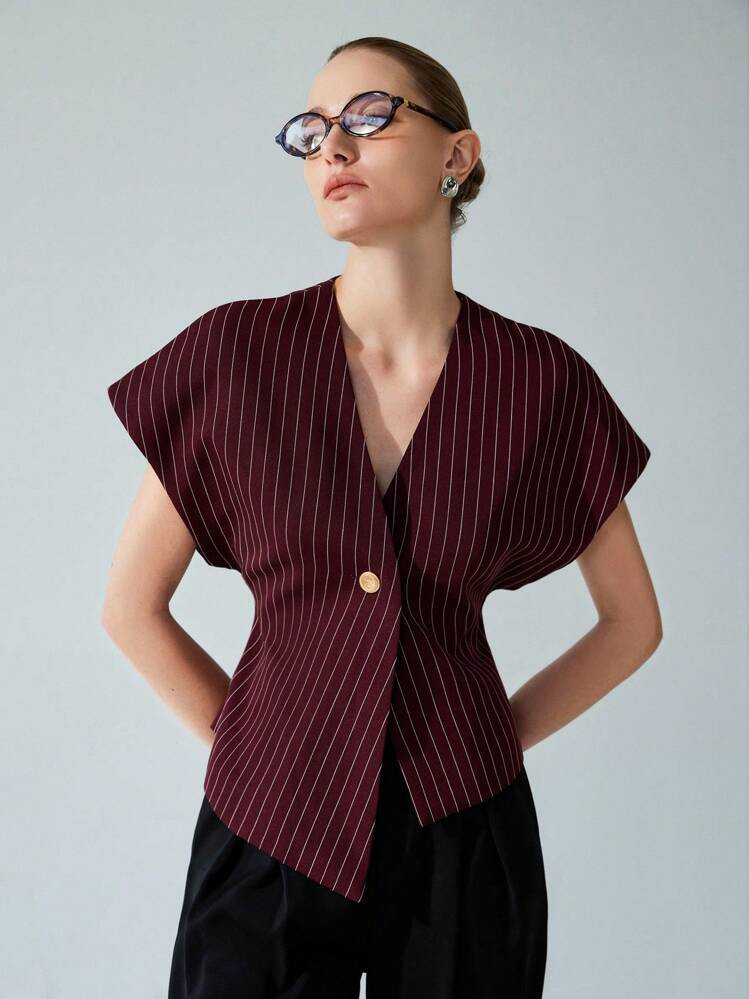 Aveloria Modichic High-End Commuter Minimalist Deconstructed Oversized Dolman Sleeve V-Neck Singl... | SHEIN