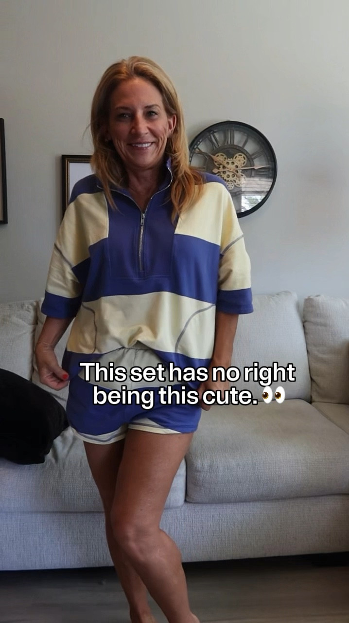 This set has no right being this cute. 👀
Soft. Comfy. Cute enough to actually wear out. The Panadila striped lounge set is giving everything and I am not sorry about it. 😂. I’m wearing size medium 
Oversized top. Matching shorts. Comes in the best colors. This is your comfort era calling. 💅
Linked on LTK. Get it before I buy every color. 😂🍸
Panadila Women Striped Workout Set | Two Piece Lounge Set | Oversized Tracksuit | Matching Set
#LTKFitness #LTKStyleTip #LTKOver40 #ComfyOutfit #LoungeSet #MatchingSet #WomenOver50 #AffordableFashion #MartinisWithMary #StripedSet

#LTKdayinmylife #LTKootd #LTKgrwm