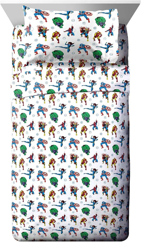 Jay Franco Marvel Avengers Fighting Team Twin Sheet Set - 3 Piece Set Super Soft and Cozy Kid’s... | Amazon (US)