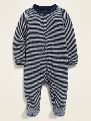 Unisex Striped Double-Layer Sleep & Play One-Piece for Baby | Old Navy (US)